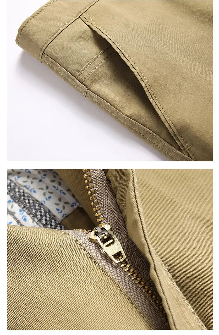 Classic Cotton Board Shorts Knee Length Comfortable Bermuda Shorts Outdoor Beach Shorts Black Khaki