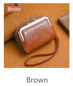 Women's Wallet Fashionableand Minimalist Wrist Strap Short Zero Wallet RetroVersatile LargeCapacity Multi Card Pocket Money Clip