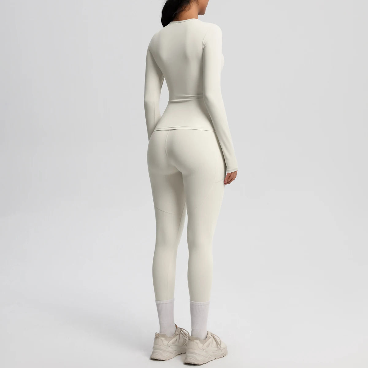 Summer 2PCS Women's Yoga Suit Solid Color High Stretch Slim Casual Long Sleeves Quick Drying Push Up Women Pockets Pants Set
