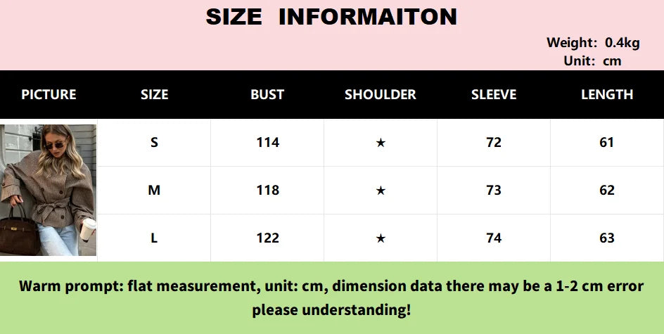 Vintage Plaid Cropped Trench Jacket Women Casual Lapel Lace-up Double Breasted Belted Loose Coats Lady Autumn WInter Streetwear