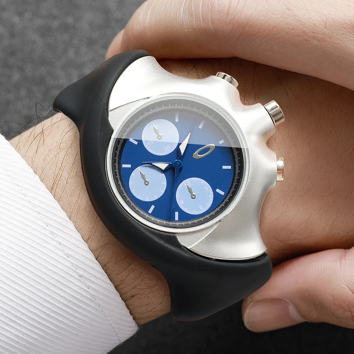 Fashion Sport Men Watch Big Dial Blue Dial Silicone Strap Quartz Wristwatch Casual Male Clock Relogio Masculino（Without Box）