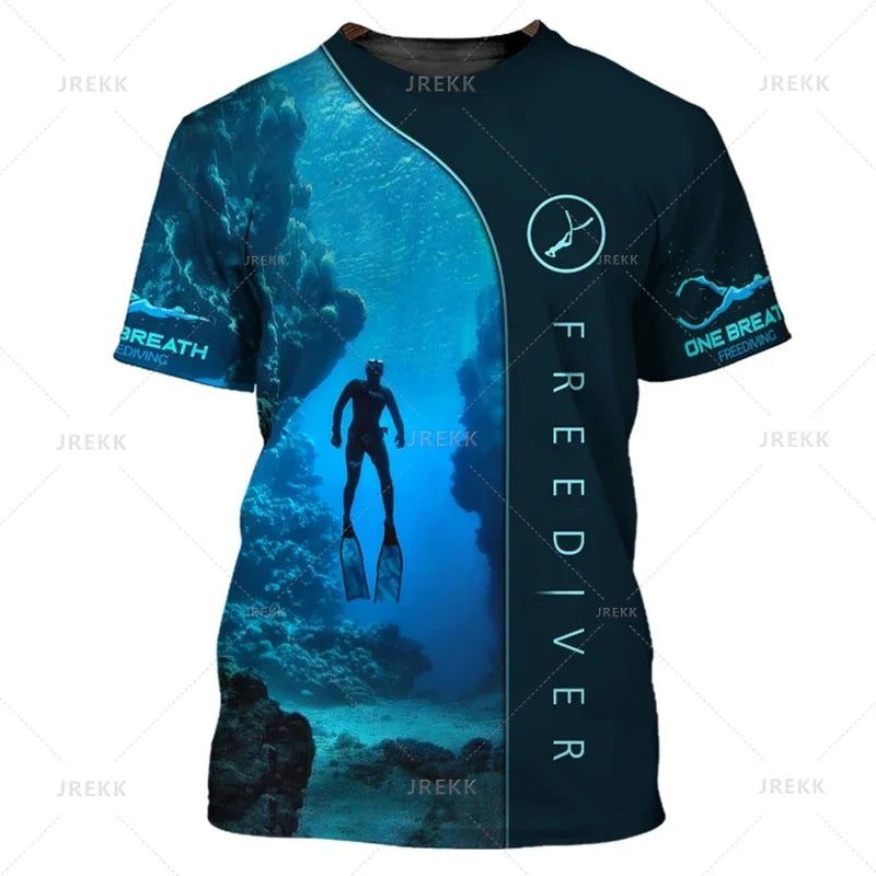 Summer 3D Diving Print T Shirt Breathable Quick Dry Family Style for Kids Adults Fashion Streetwear Sports Fitness Apparel