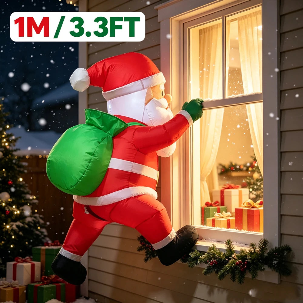 1pcChristmas Decorations Inflatable Santa Claus Climbing Wall Toys Home Yard Ornaments Decor Christmas Supplies Fest