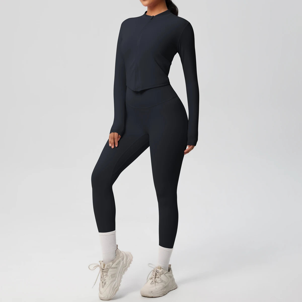 Hot Sale New Yoga Suit for Women Solid Color Yoga Zipper Long Sleeves Slim Casual Jacket Top Quick Drying Fitness Pants Gym Set
