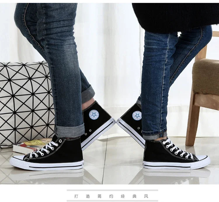 Men’s High-Top Canvas Sneakers – Lace-Up Flat Sole Shoes (A18-B6638)