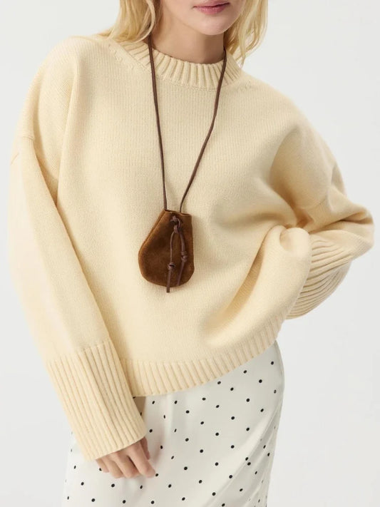 Women's Casual Solid Cotton Pullovers O-Neck Long Sleeve Warm Loose Knitted Top Female Autumn Winter Basic Soft Sweater