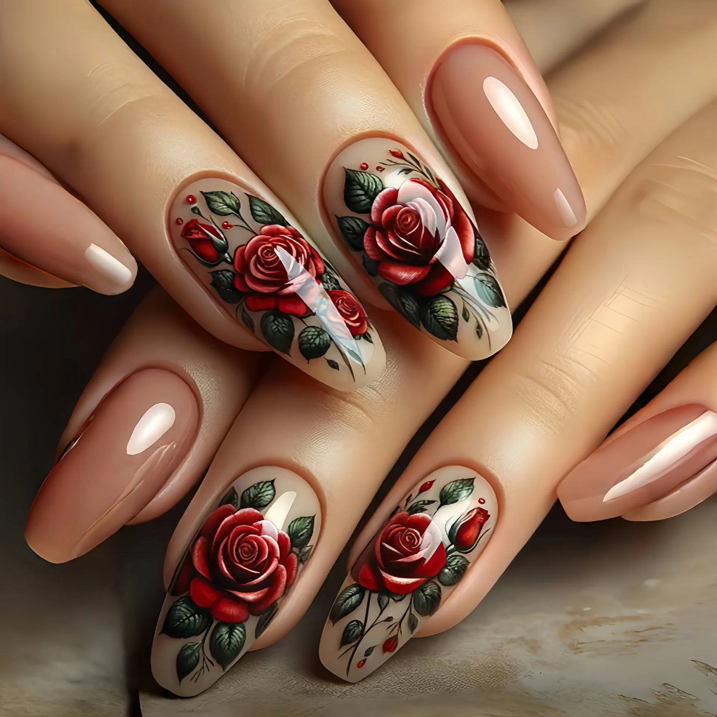 24Pcs Ladder-shaped Ballet False Nails with Glue Stripe Floral Nail Art Ombre French Press on Acrylic Nail Tips for Spice Girls