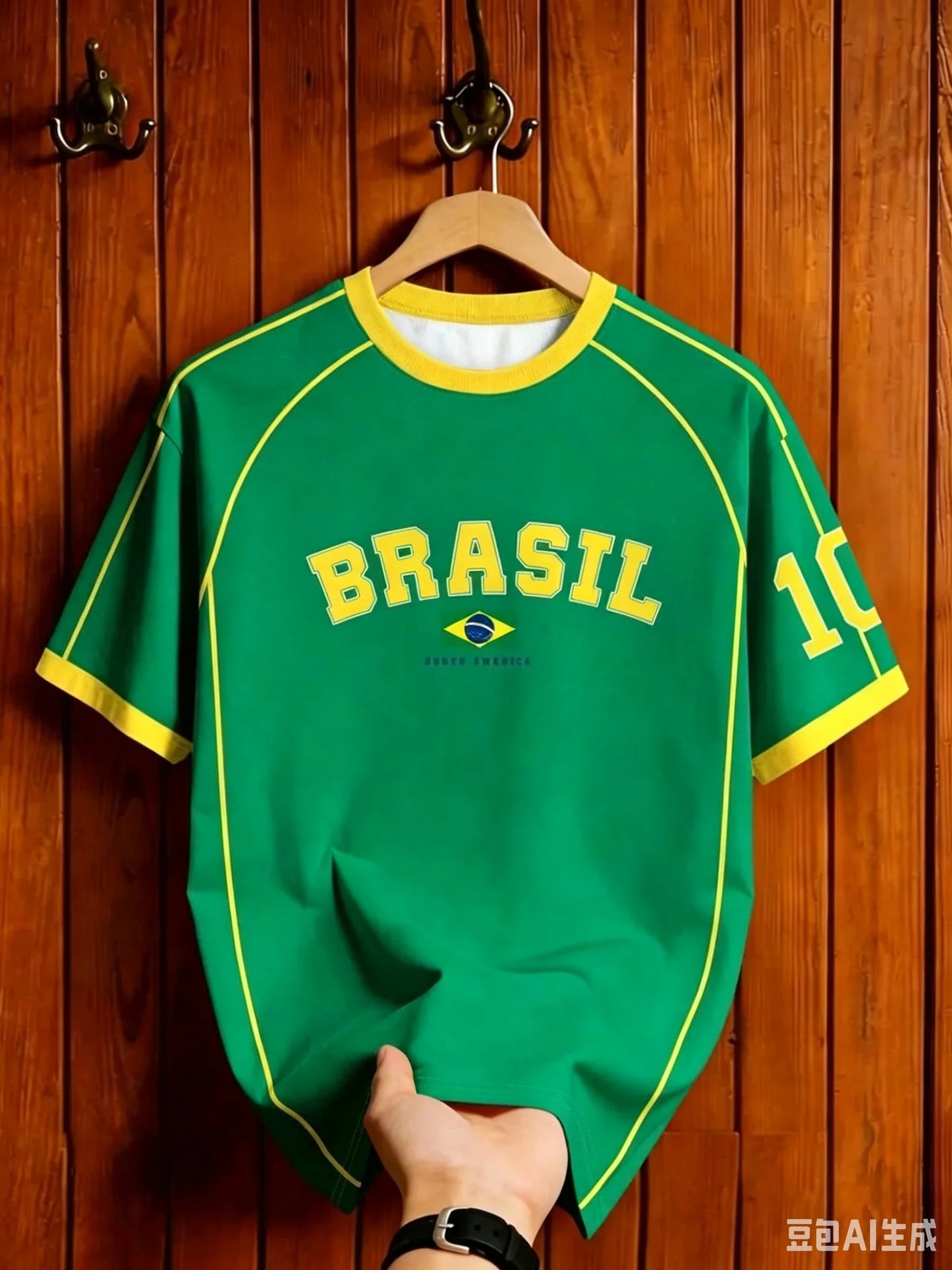 Brazil Soccer Jersey T Shirt Retro Stripe Print Family Style for Kids Adults Breathable Quick Dry Tee for Training Fitness