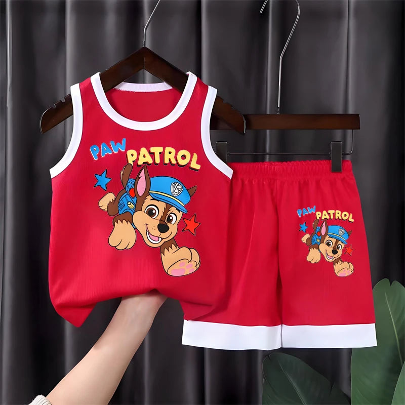 PAW Patrol Fashion Kids Clothes Boys Girls Sets Top Shorts 2PCS Soft Summer Children Quick-drying Shorts Sport Basketball Suit