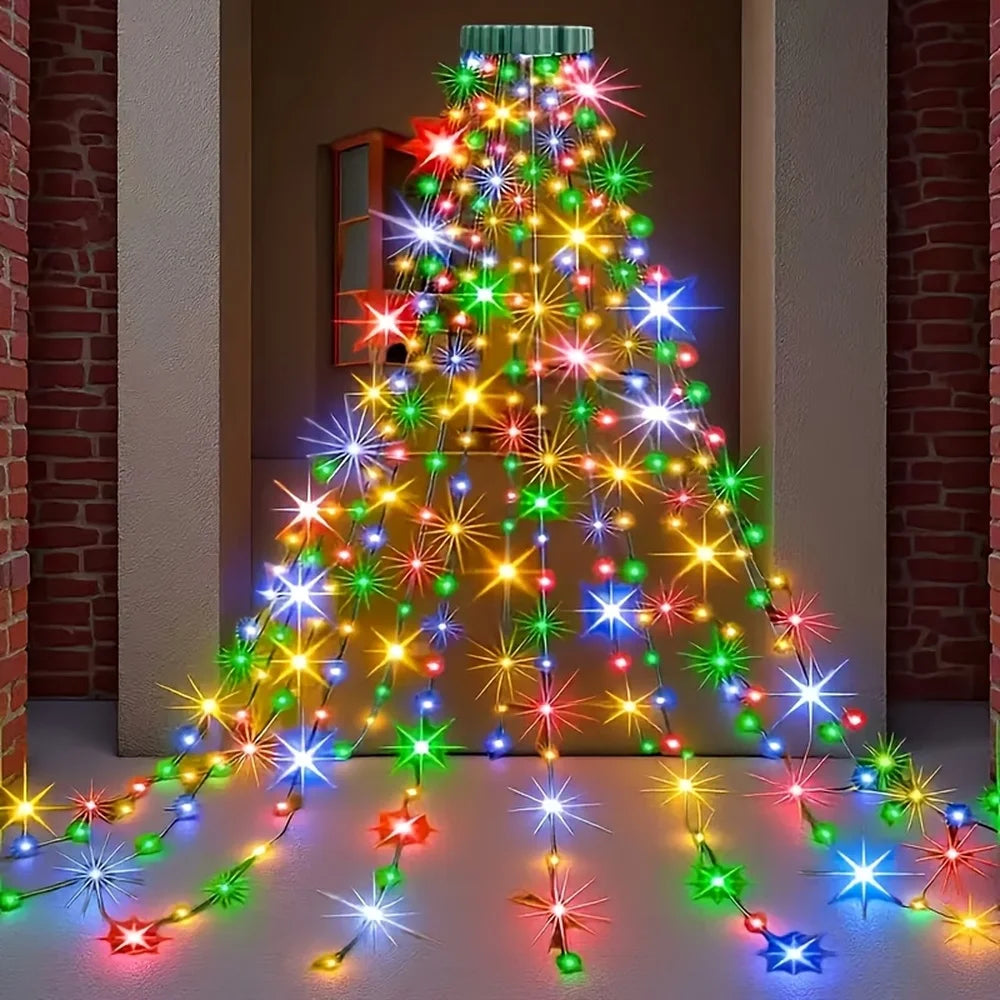 1PC 280/400LED Waterfall Fairy Light, USB Curtain Wreath Light, Christmas Gift, Black Friday, for Courtyard,Eaves,Christmas Tree