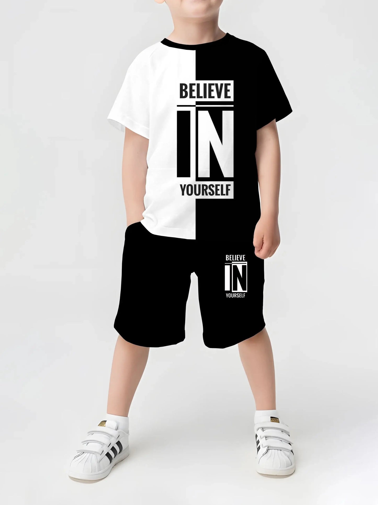 Kids Summer Crown Print T-Shirt & Shorts Set
