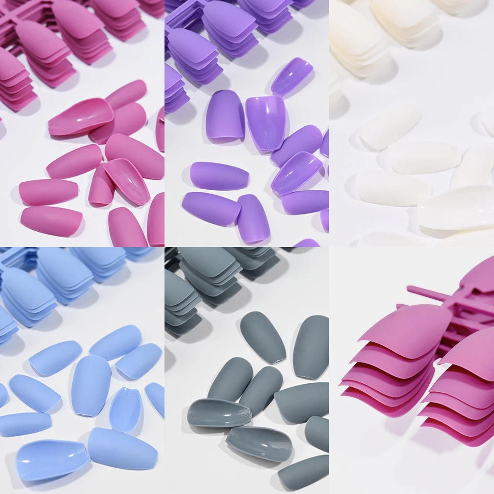 120pcs Frosted Matte False Nail Detachable Full Cover Artificial Fingernails Ballet Square Head Press On Fake Nail Tips