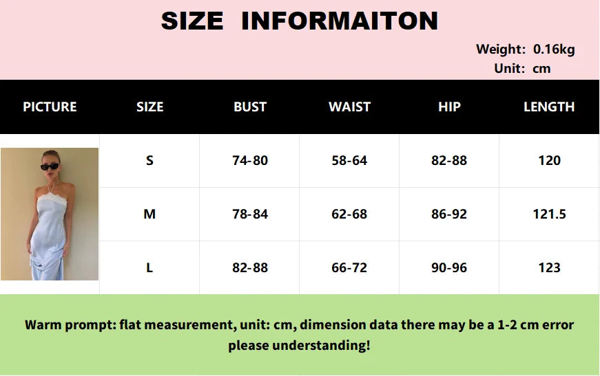 Summer Vacation Sexy Satin Halter Neck Slim Maxi Dress Casual Lace Up High Waist Lace Patchwork Dresses Female Chic Streetwear