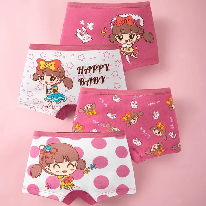 4pcs/Lot Kids Girl Underwear Set Girls Cotton Cute Printing Briefs Boyshorts Comfortable Safety Panties Children Cartoon Clothes
