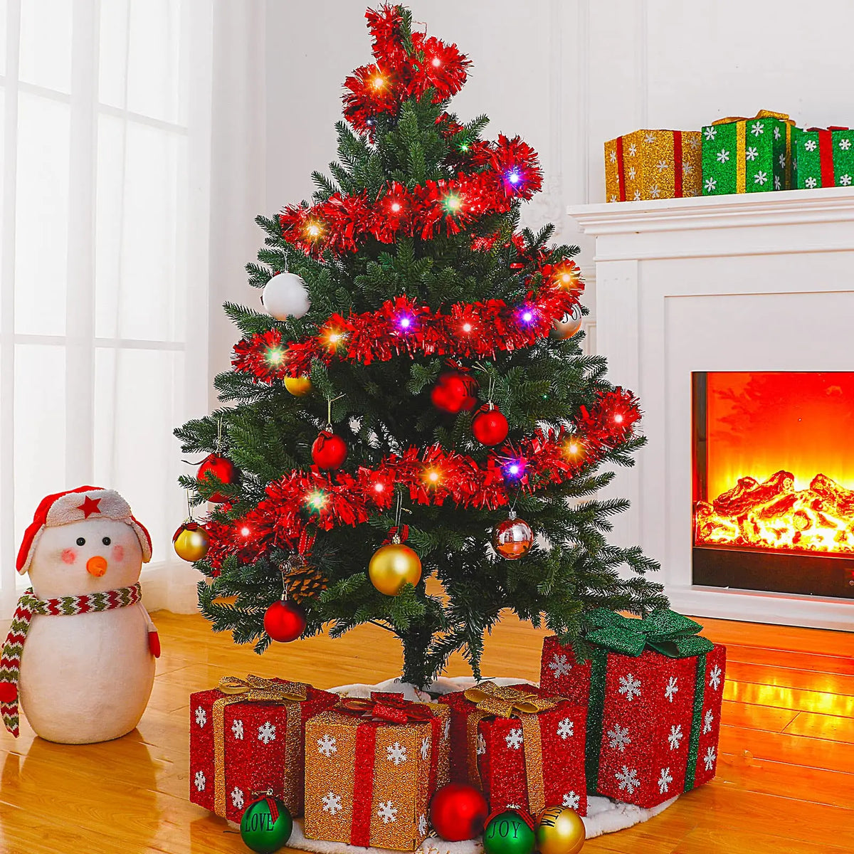1/3pcs 5M Christmas Tinsel Garland Decorations,Indoor/Outdoor Hanging Party Decor for Tree, New Year's,Durable Festive Decor