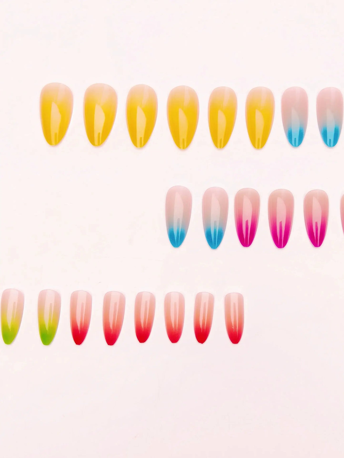 Multicolor Solid Color Nude Color Drop-Shaped Manicure Wearable Nails 24 Pieces