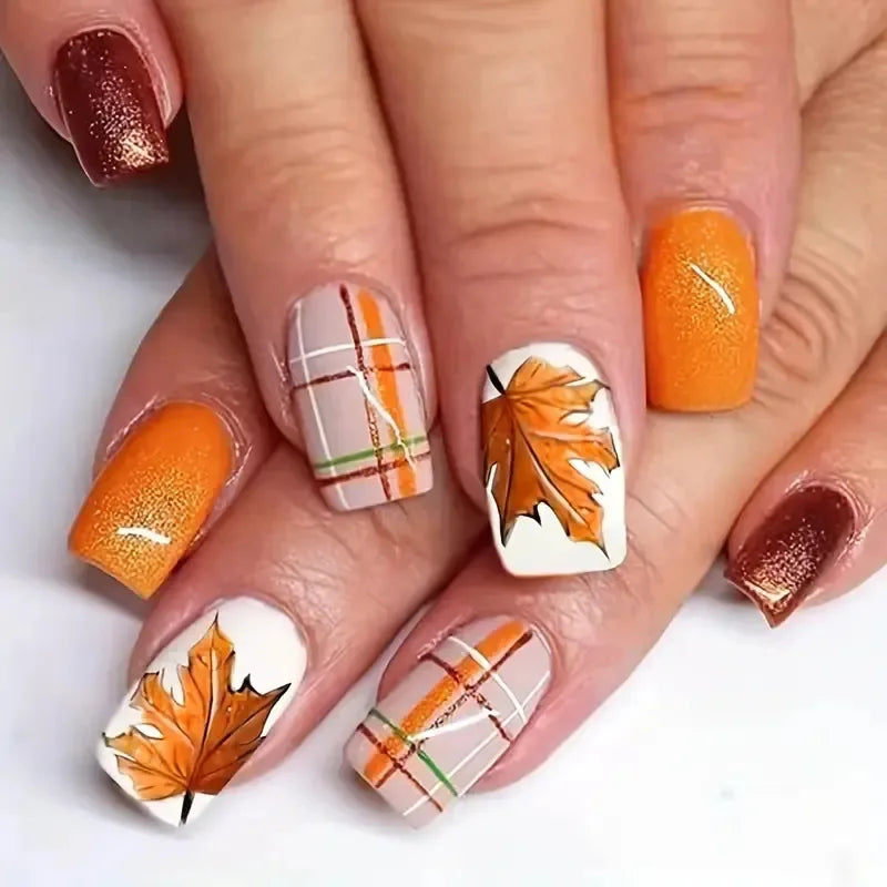 24pcs Fake Nail Green Dandelion Self-adhesive False Nails Finger Nails  for Gluing Nail Tips Nail Art Summer Press on Nails 2025