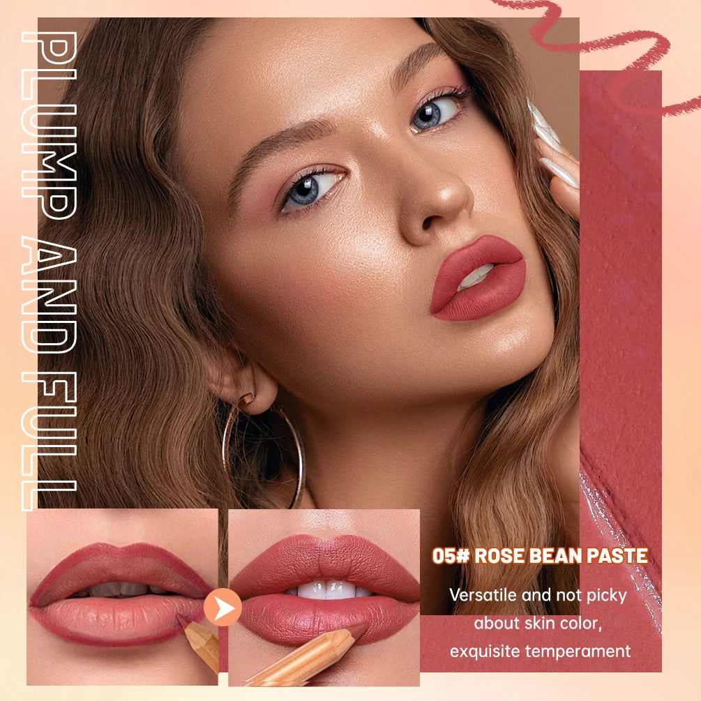 QIBEST Lip Liner Pencil Contour Matte Lipstick Pens Smudge Proof Silky Lipliner Not Easy Fade Outline Sculpt Lipliner Makeup Set