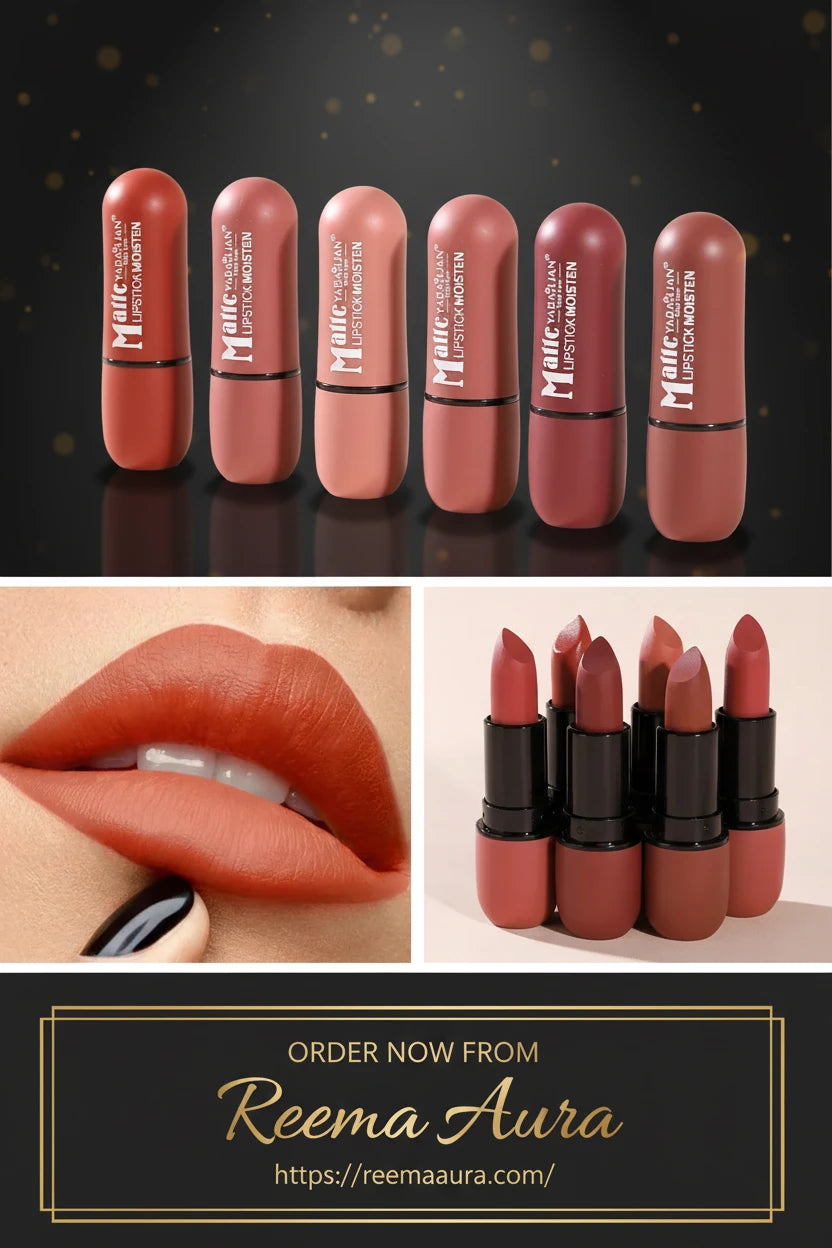 6 Colors Sexy Matte Lipstick Waterproof Long Lasting Color Rendering Non-stick Velvet Lips Liner Pencil Woman Makeup Cosmetics