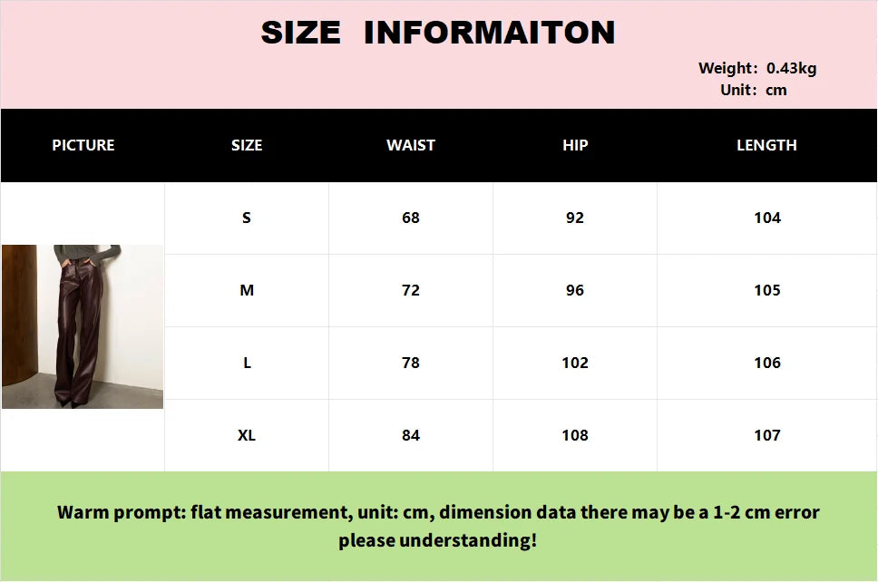 Vintage Ultra-soft PU Leather Pants High Waist Wide Leg Drape Straight-leg Slim Fit Pants 2026 Autumn Winter Streetwear