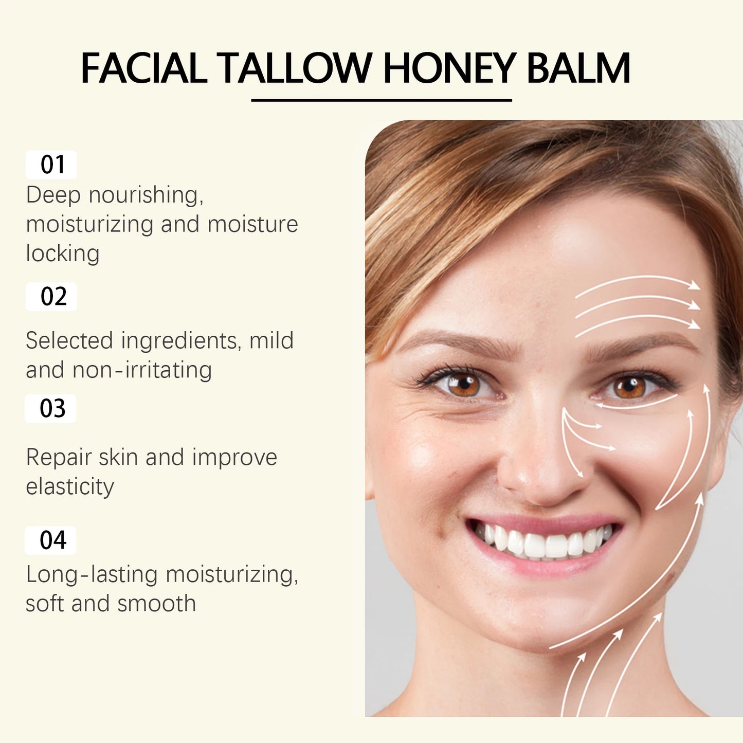 Beef Tallow Face Cream Lasting Moisturizing Soothing Facial Skin