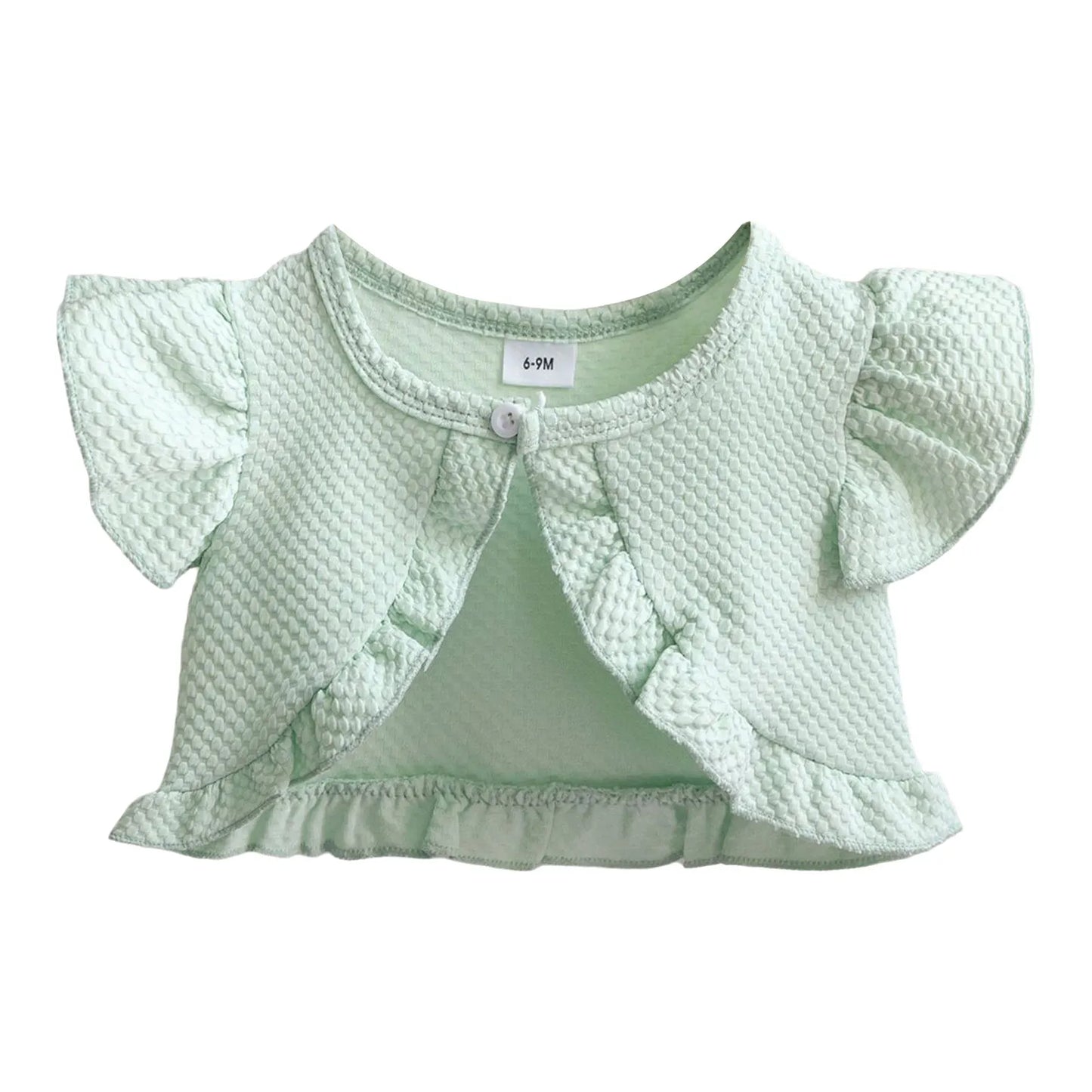 Baby Girl Sweet Summer Cardigan Bolero Jacket Short Fly Sleeve Ruffled Coat Outerwear Toddler Clothes for Wedding Birthday Party