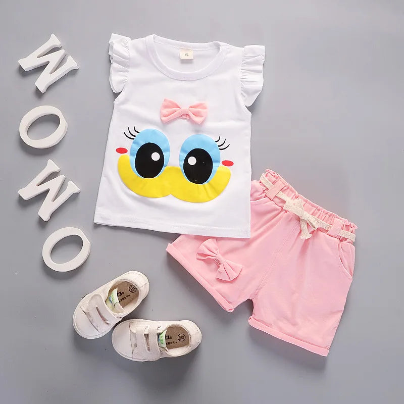 New Summer Fashion Baby Clothes Suit Children Girls Vest Shorts 2Pcs/Sets