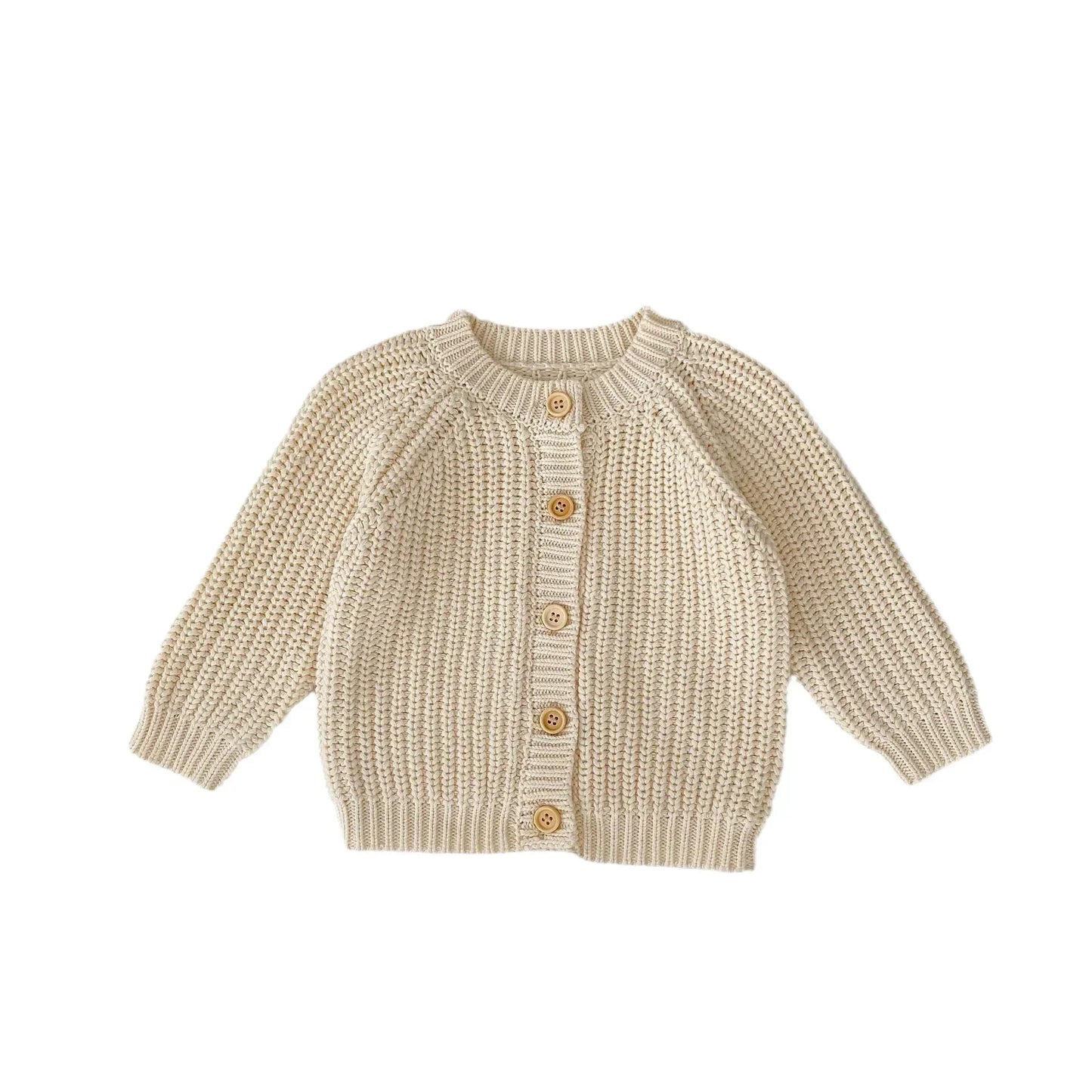 6963 Baby Sweater Coat Spring Autumn Solid Color Beige Knitted Girl's Sweater Long-sleeved Coat 0-3Year Kid's Cardigan Sweater