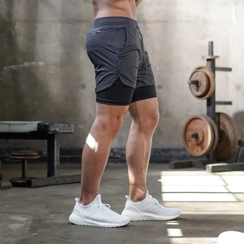 Men Running Shorts Camo Gym Sports Shorts 2 in 1 Quick Dry Workout Fitness Training Jogging Short Summer with Pocket Men Shorts