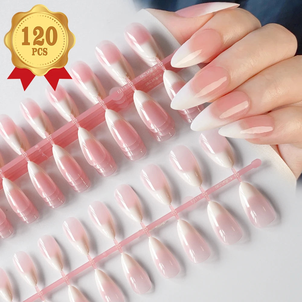 120PCS French Press On Nails – Medium Long Square Acrylic Nails