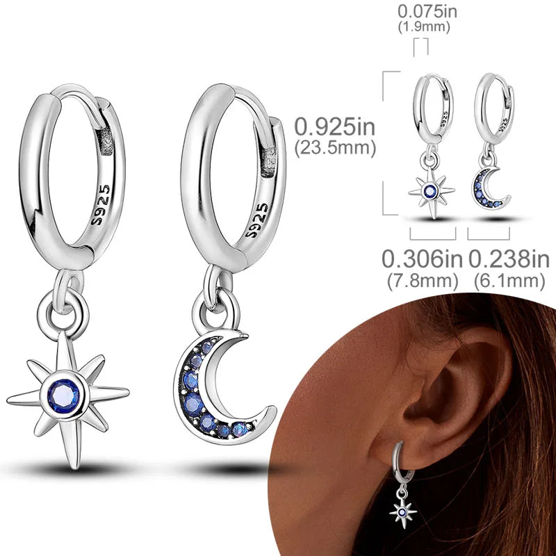 925 Sterling Silver Hoop Earrings with Zircon