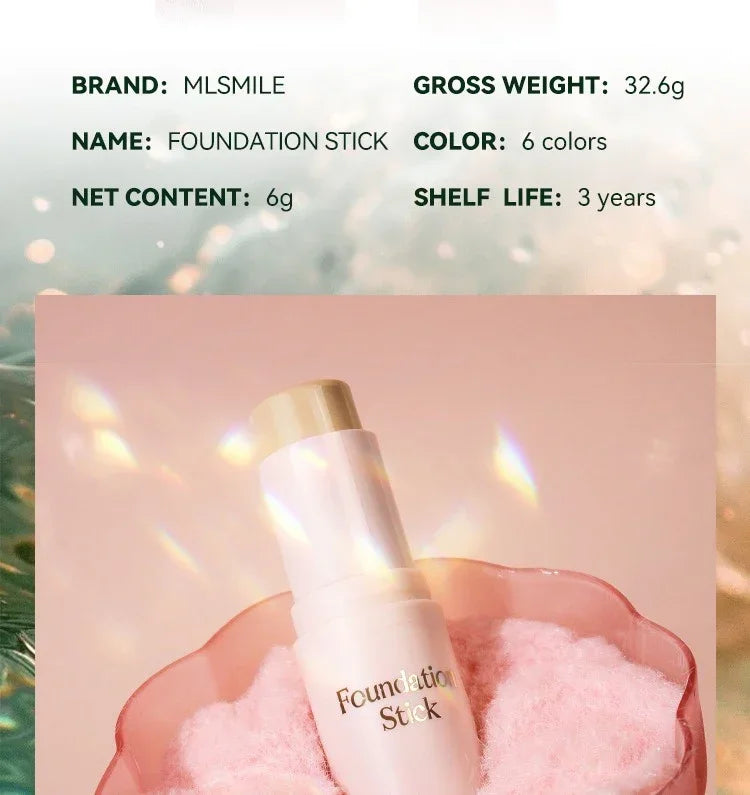 Face Makeup Stick Foundation Cream 6 Color Moisturizing Full Coverage Dark Skin Tone Natural Matte Concealer Professional Makeup