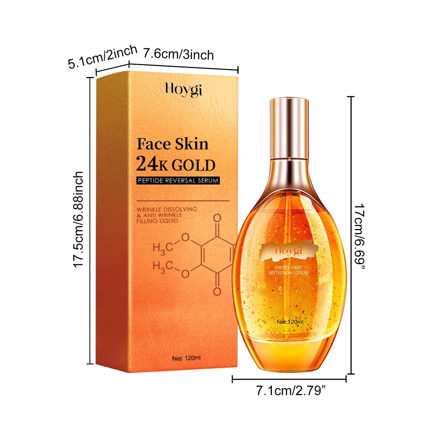 24K Gold Peptide Facial Essence Hydrating Wrinkle Tightening & Firming Youth Revitalizing Face Serum Brightening Anti Aging