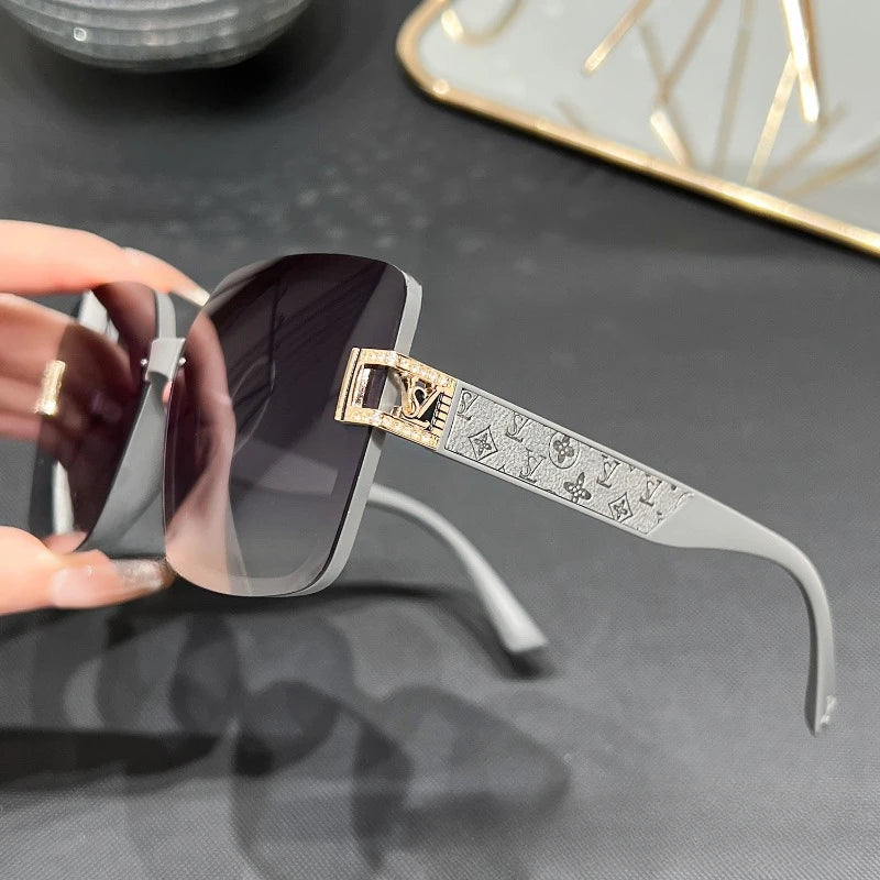 Polarized Square Sunglasses Women Trendy Luxury Sun Glasses New 2026 Vintage Leather Print Glitter Eyewears UV400 Gafas De Sol