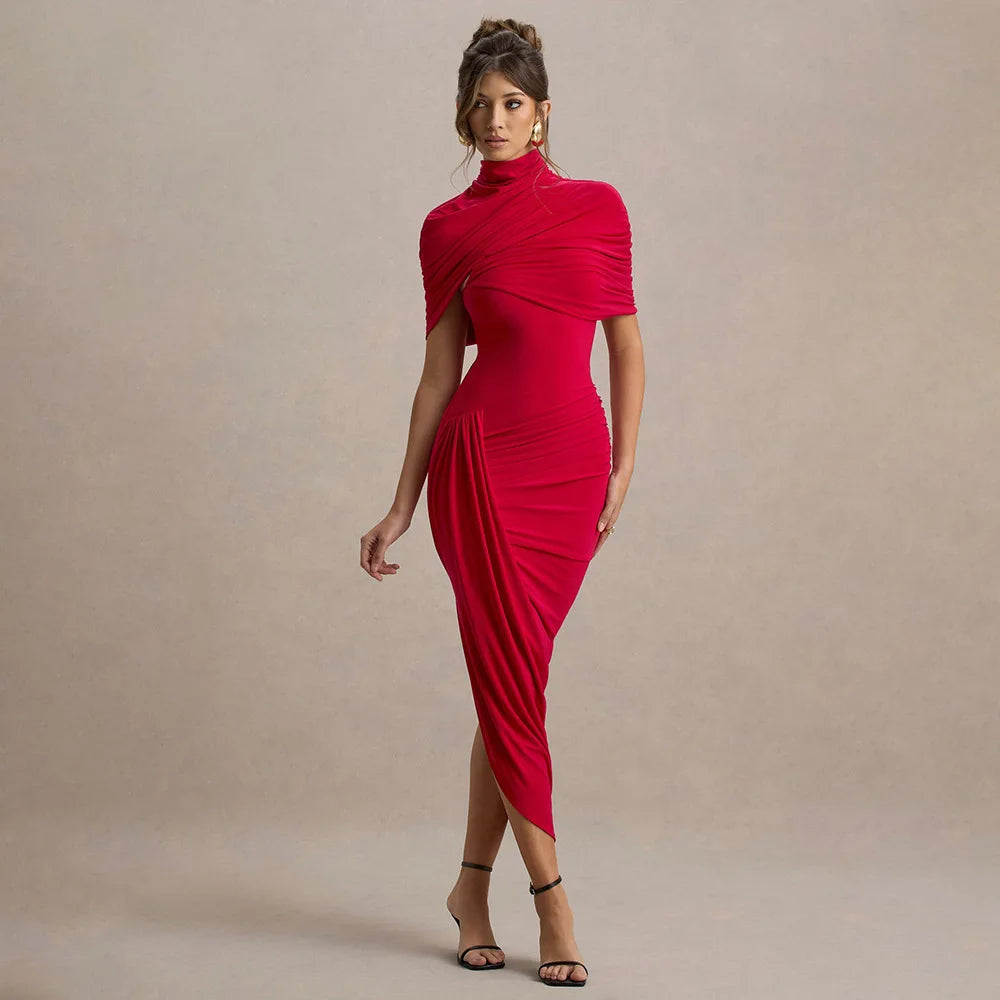 Chic Irregular Pleated Ruched Strapless Dress Women Sleeveless Off Shoulder Slim Short Dresses 2026 New Lady Evening Party Gowns