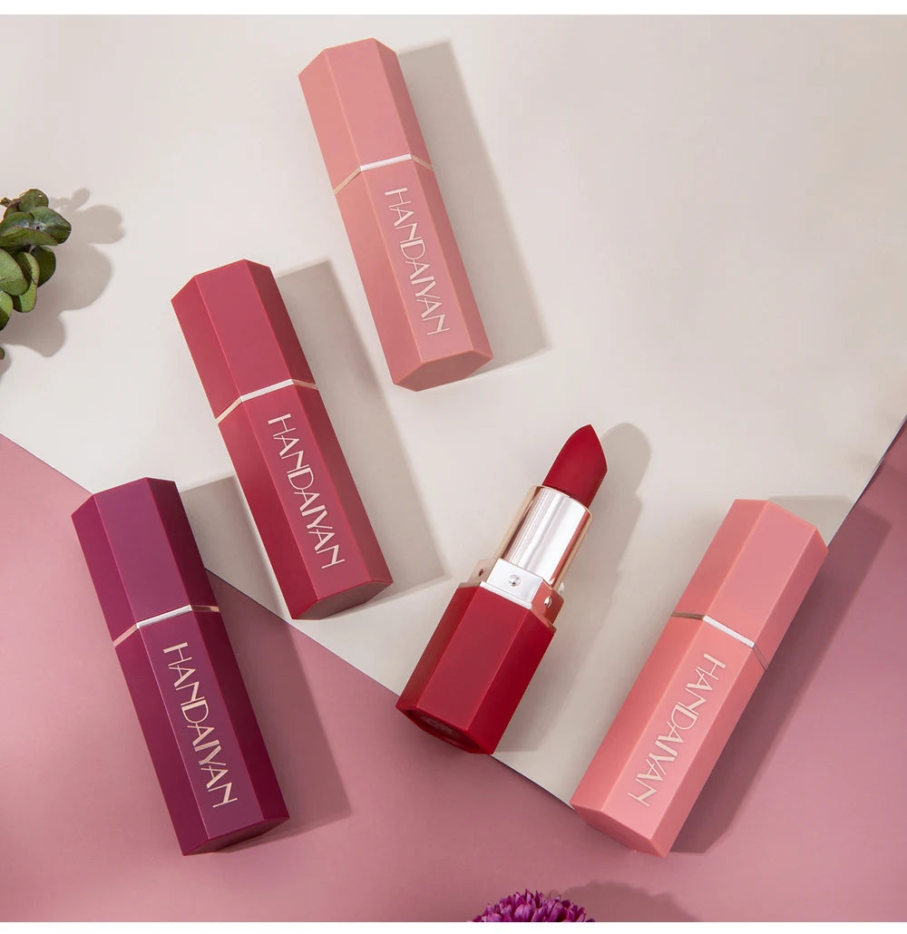 HANDAIYAN Moisturizing Long-Lasting Matte Lipstick 6-Color Non-Stick Cup Show Temperament Sexy Nude Makeup Lipsticks Cosmetics
