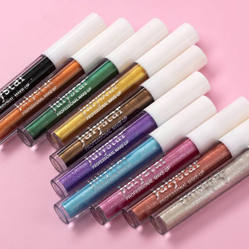 Waterproof Liquid Eyeshadow Metallic Gold Eye Shadow Stick Lasting Pearlescent 10 Colors Smoky Black Glitter Eye Highlighter Pen
