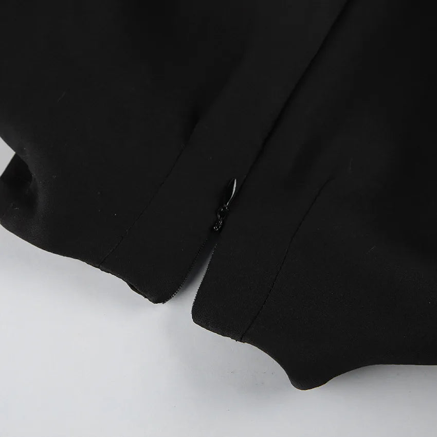 BKLD Hepburn Style Black A-Line Short Dresses Fashion Women's Clothing New V-Neck Puff Sleeve Single-Breasted Party Dress