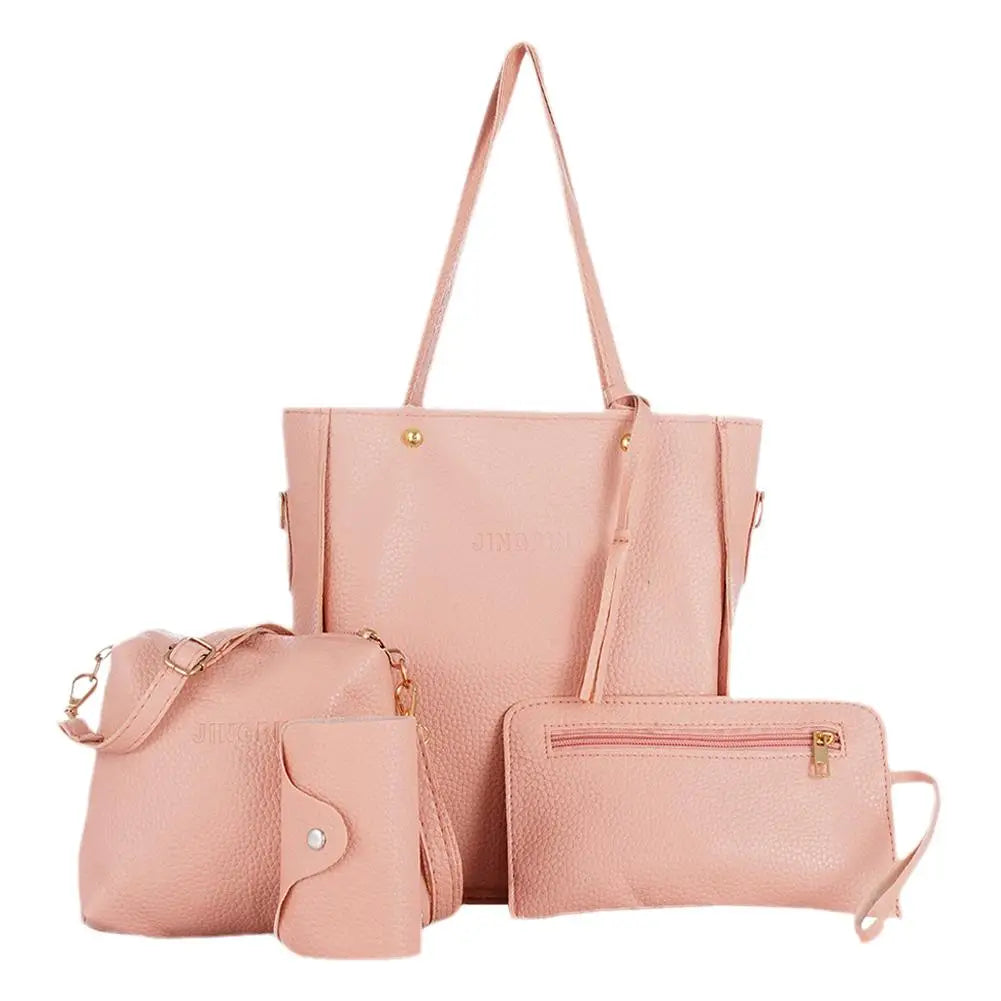 طقم حقائب نسائي من 4 قطع، حقيبة يد، حقيبة كروس، حقيبة تخزين، حقيبة كتف كاجوال أوروبية عصرية كبيرة السعة، هدية للعطلات