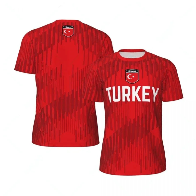 TURKEY Flag 3D Print Sports Quick-dry Breathable Men T-shirt Outdoor Football Jersey Team Short-sleeve Parent-child Top Clothing