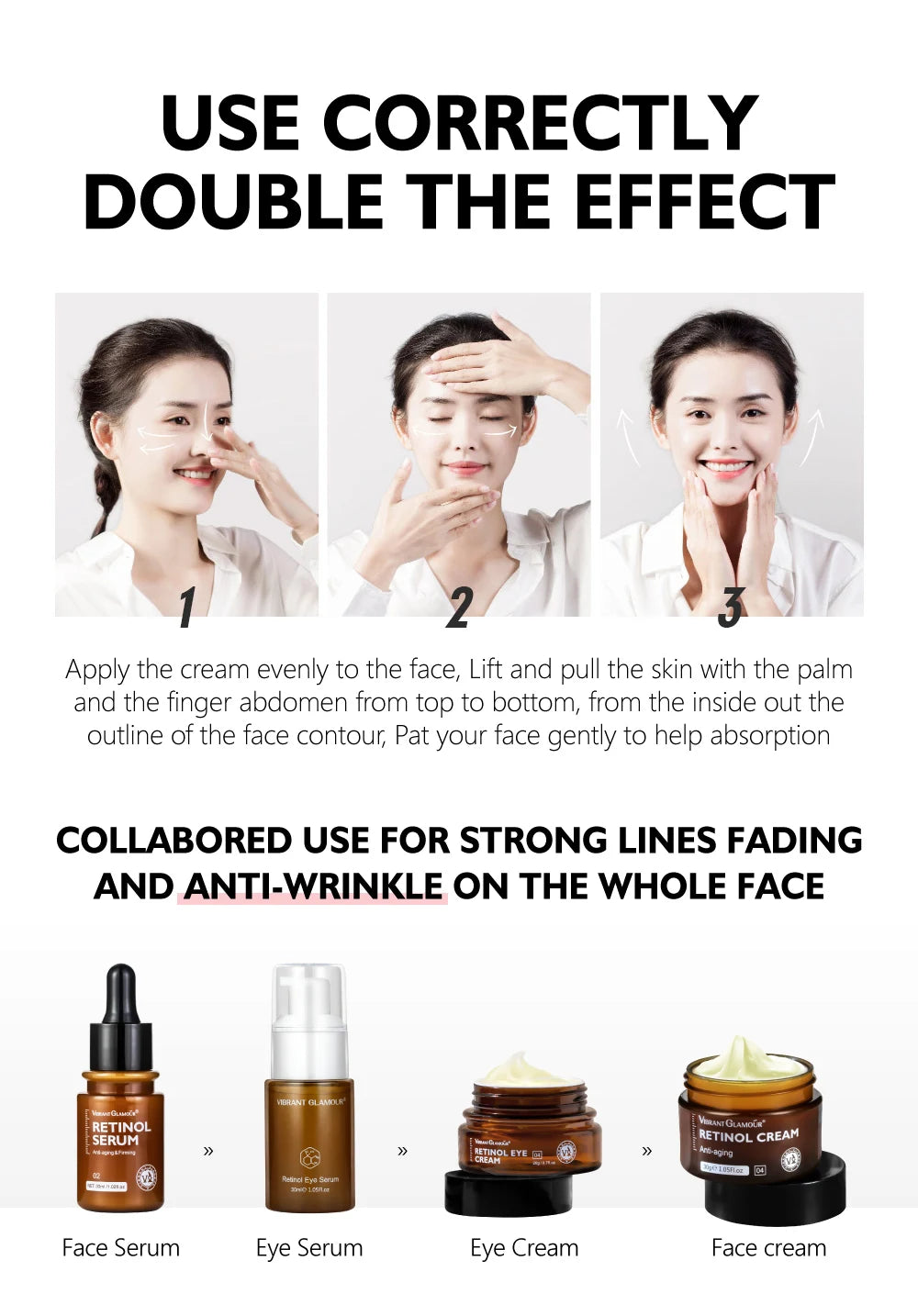Retinol Face Cream Anti-Aging Remove Wrinkle Firming Lifting Whitening Brightening Moisturizing Hyalronic Acid Facial Skin Care