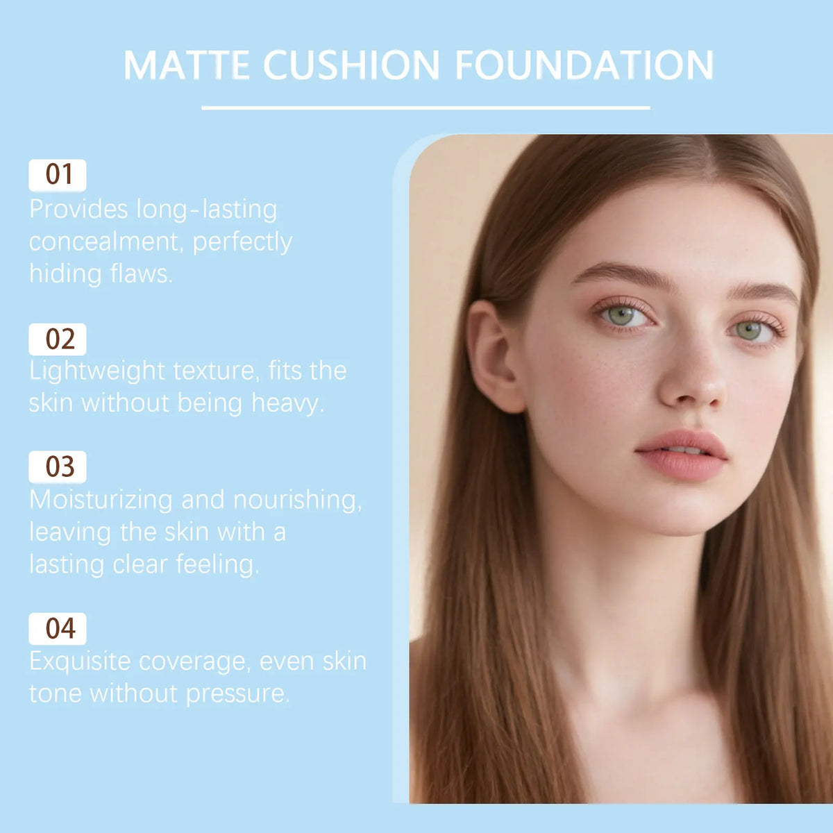 Cushion Foundation Concealer Matte Long Lasting Oil-Control Waterproof CC Cream Nature Whitening Face Makeup Cosmetics BB Cream