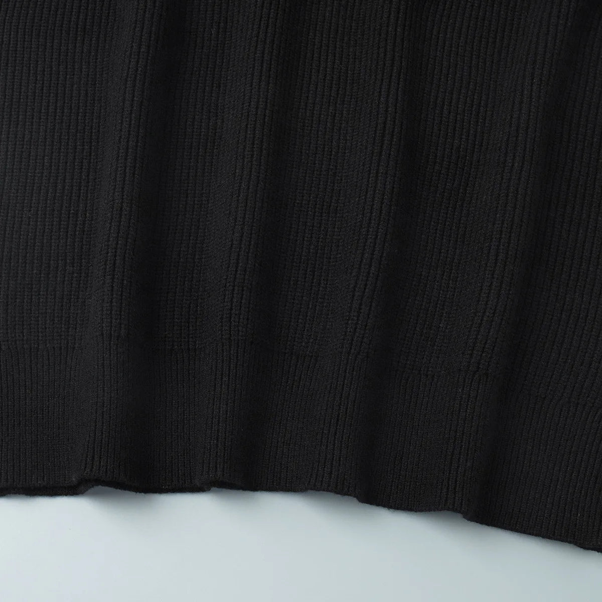 Women New Turtleneck Cutout Shoulder Pullover Long Sleeve Ribbed Knit Trendy Loose Fit Sweater Autumn Winter Fashion Streetwear