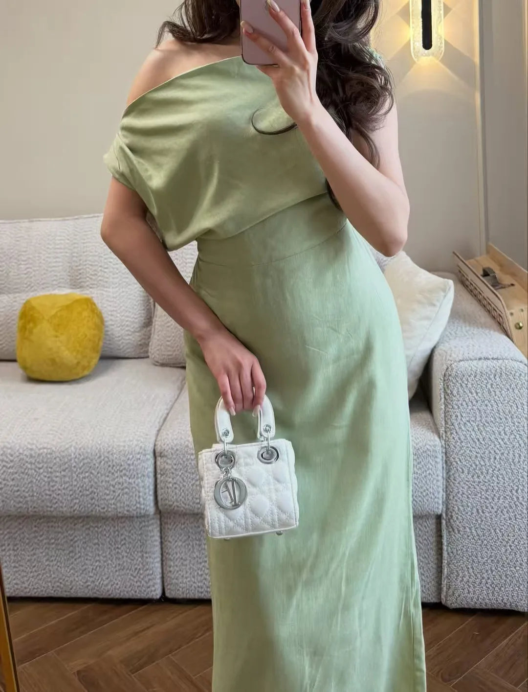 Elegant Solid One Shoulder Dresses Lady Skew Collar Waist-cinching Sleeveless Long Dress 2026 Women New Party Club Gowns
