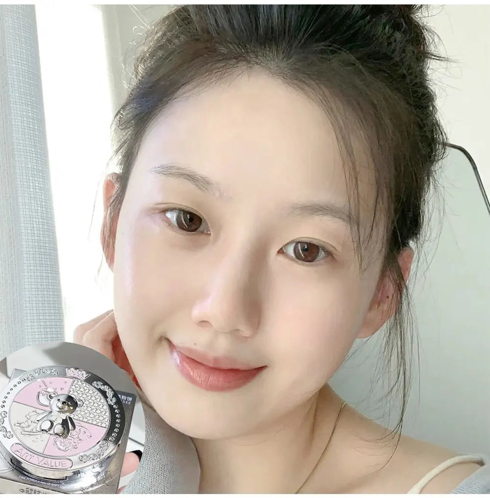 Art Value Bear Knight Soft Focus Pressed Powder Matte Natural Makeup Setting Makeup Brightening Makeup Loose Powder