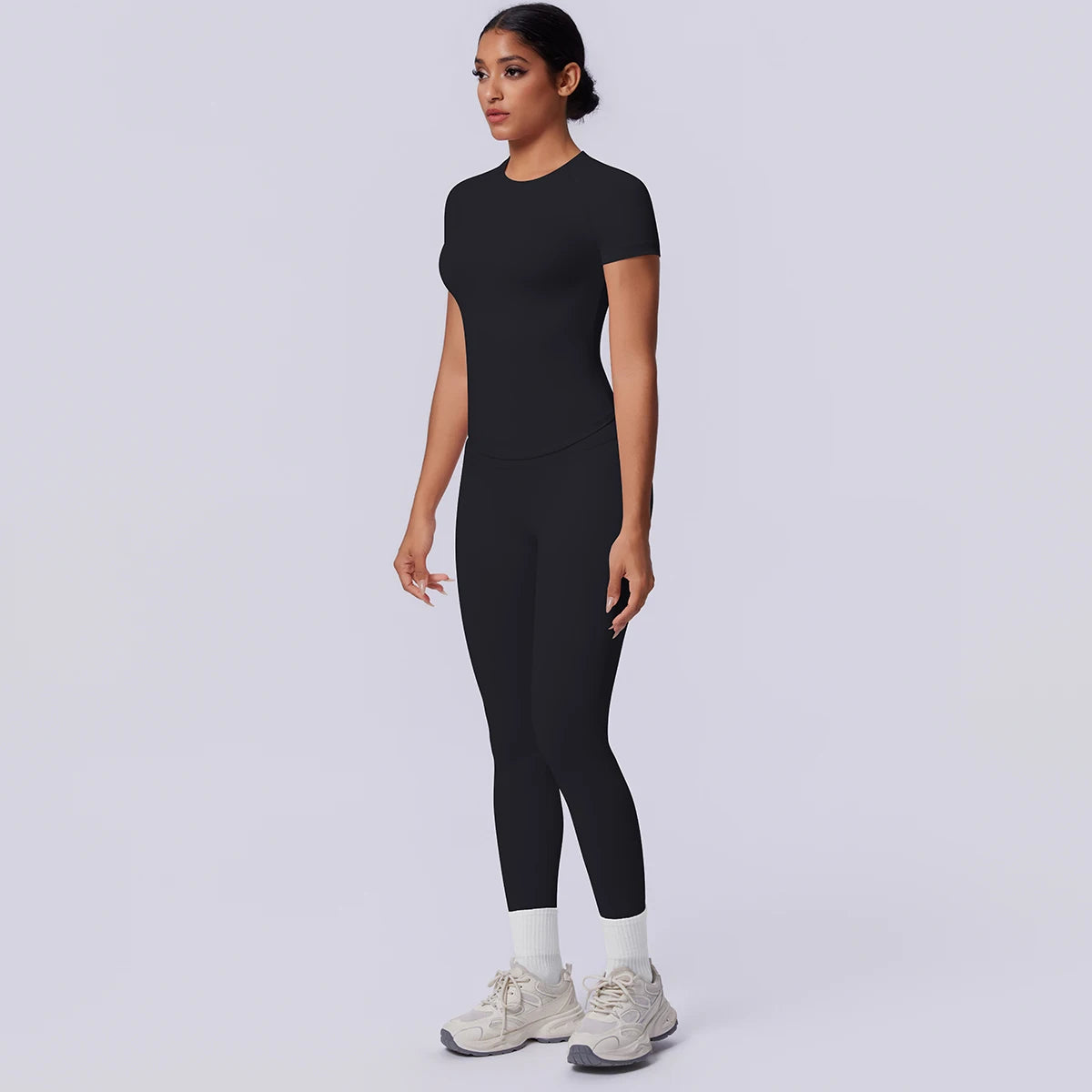 Rooftrellen New 2PCS/set Yoga Set Summer Quick Drying Fitness Sports Workout Top T-Shirt High Stretch Seamless Yoga Leggings Set