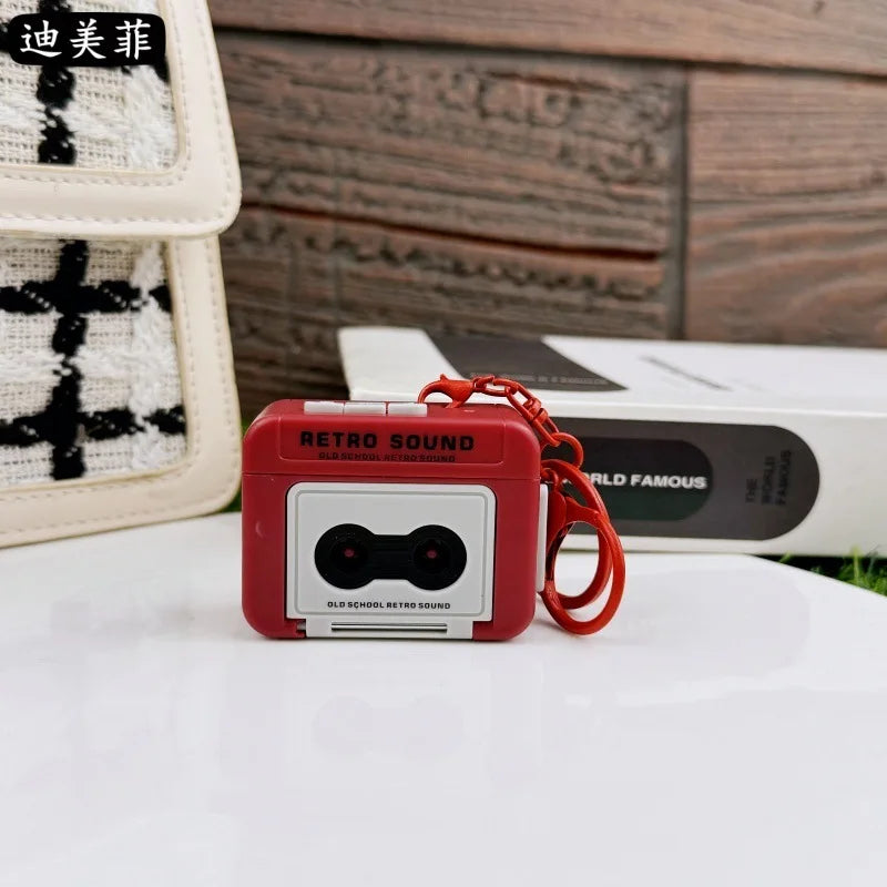 ZAKOL Personalized Retro Tape Recorder Keychain Mini Recording Music Box Pendant Keyring Backpack Ornament Birthday Couple Gift