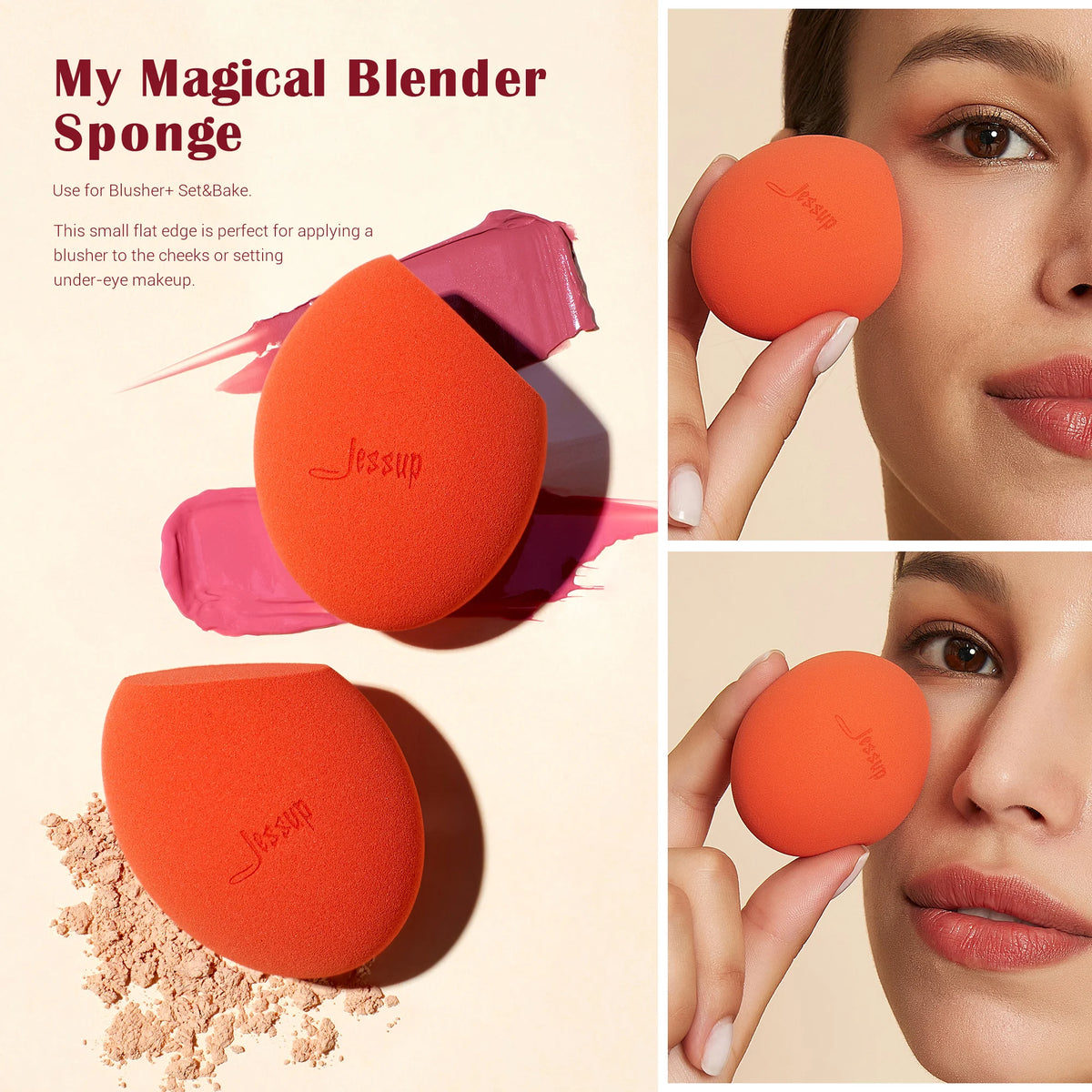 Jessup Makeup Brushes Set with Makeup Sponge, 3/7pcs Double Sided Makeup Brush Foundation Blush Eyeshadow with Gift Box