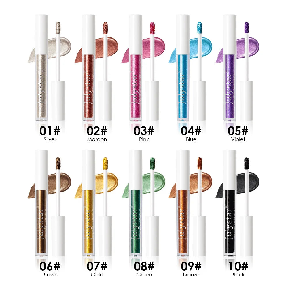 Waterproof Liquid Eyeshadow Metallic Gold Eye Shadow Stick Lasting Pearlescent 10 Colors Smoky Black Glitter Eye Highlighter Pen