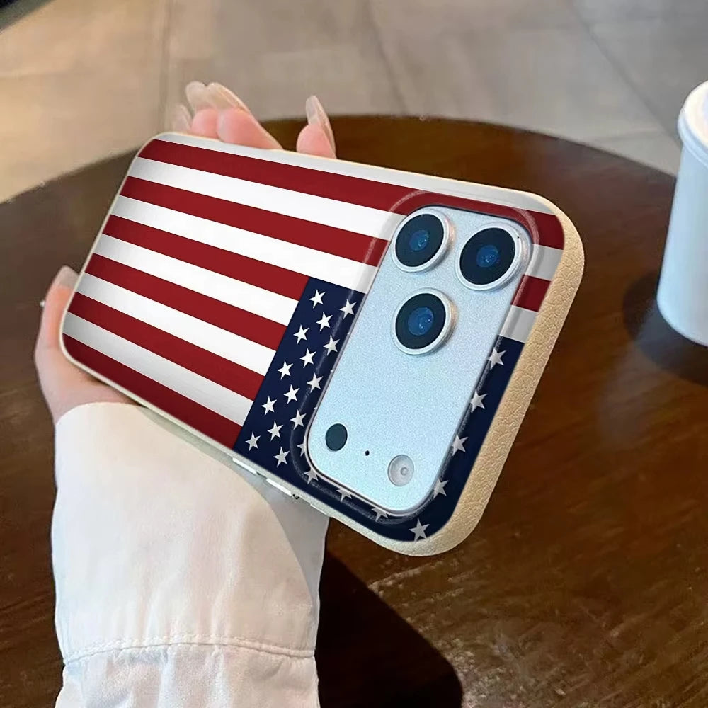 American Flag iPhone Case – Lychee Texture Soft Cover